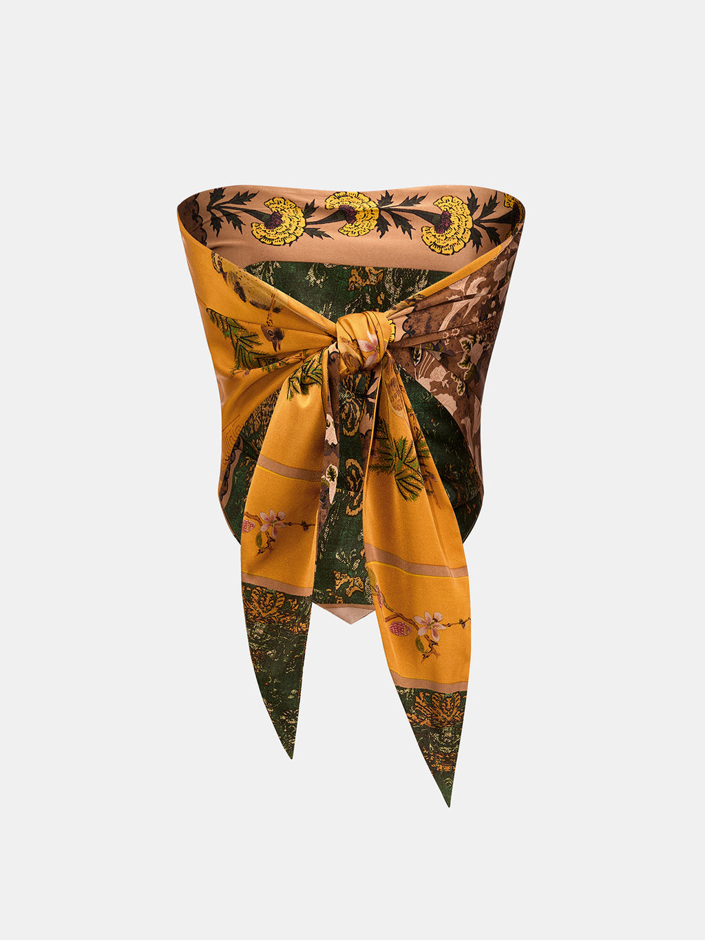 Scarf Print Bandeau Top & Wrap Midi Skirt Set