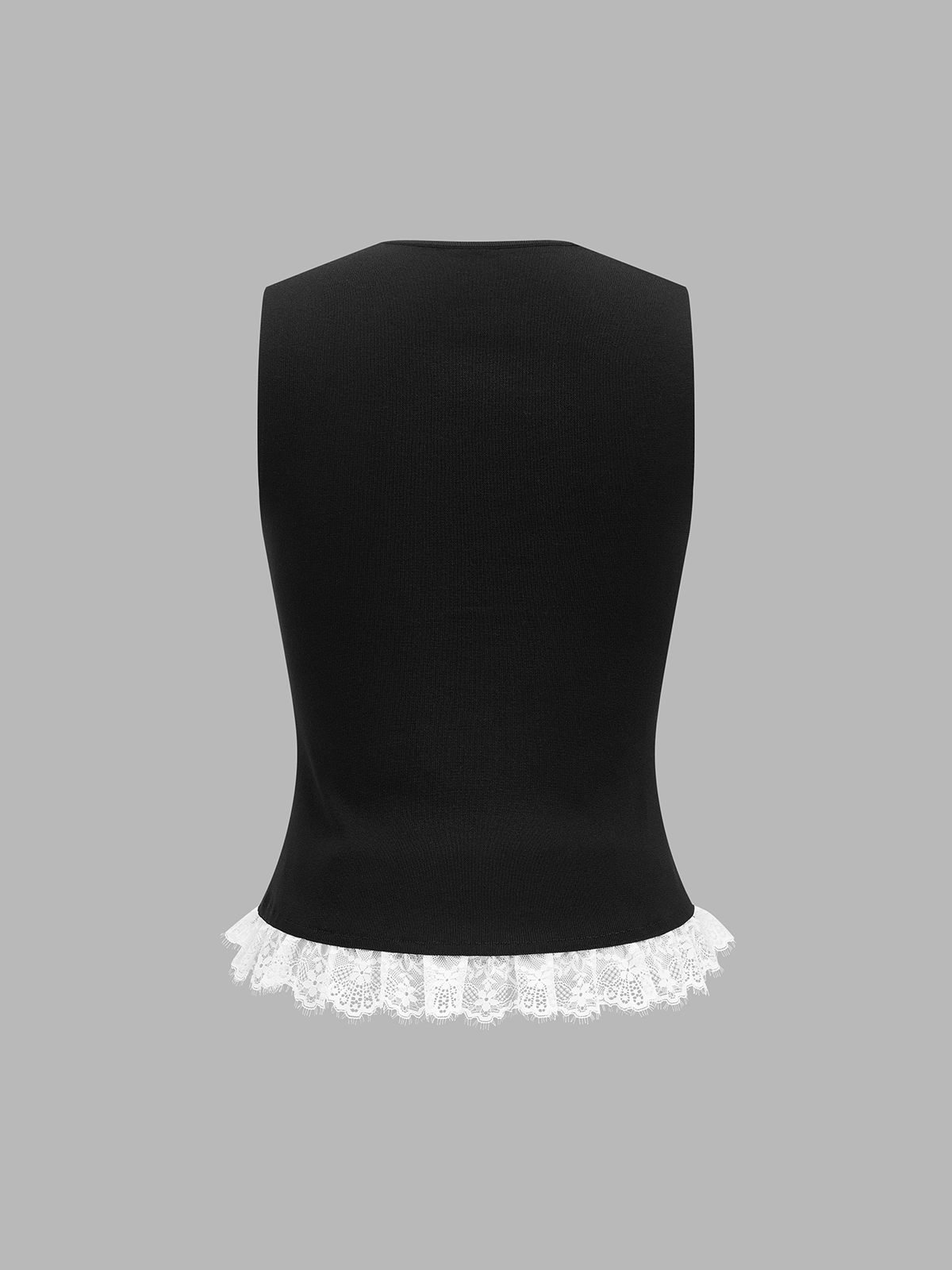 Lace Trim V Neck Knit Vest