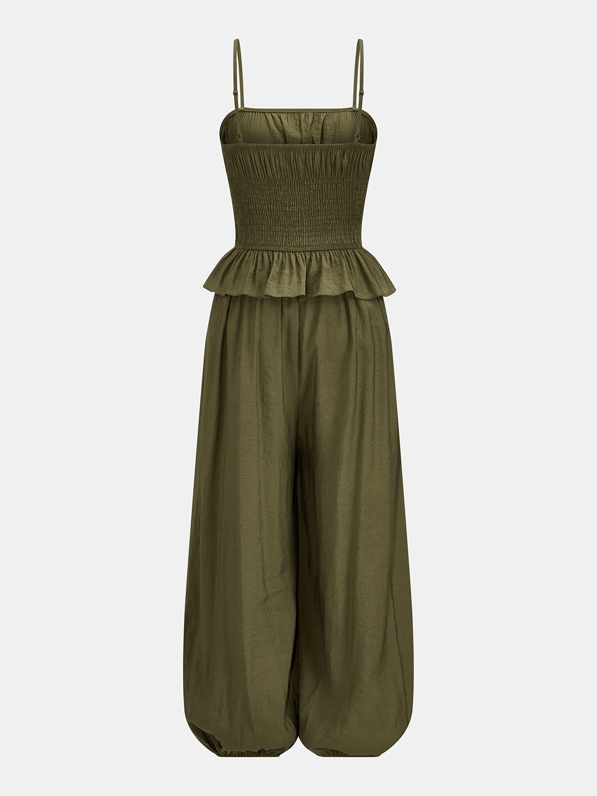 Smocked Ruffle Cami Balloon Hem Jumpsuit