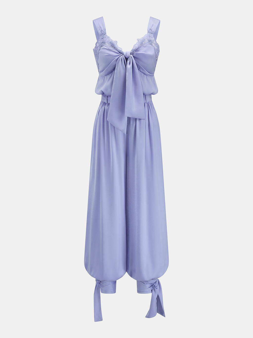 Lace Trim Tie-Front Balloon Leg Set