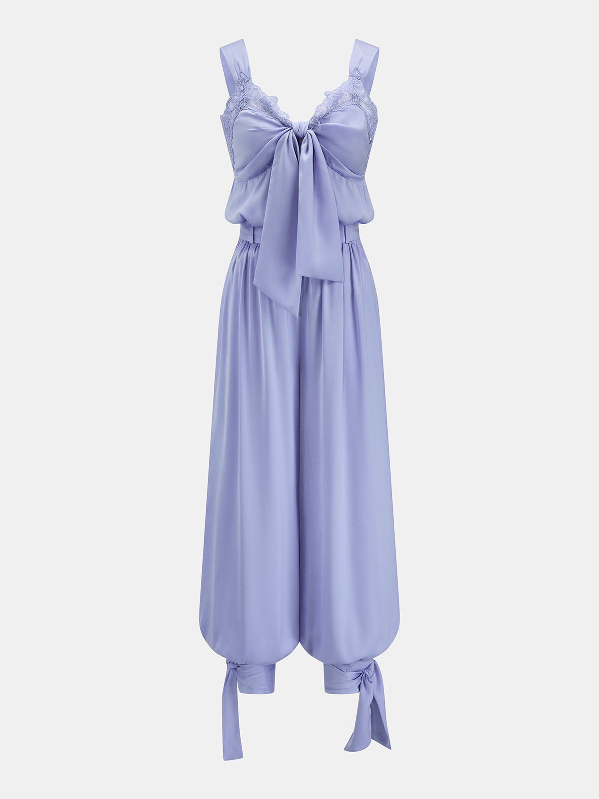 Lace Trim Tie-Front Balloon Leg Set