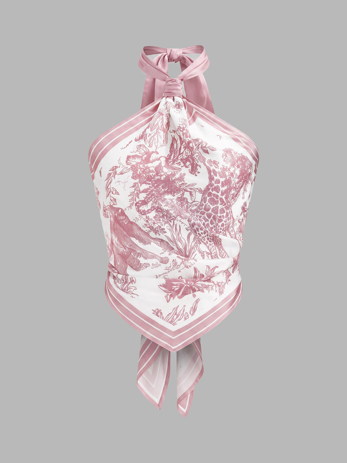 Porcelain Print Scarf Style Halter Blouse