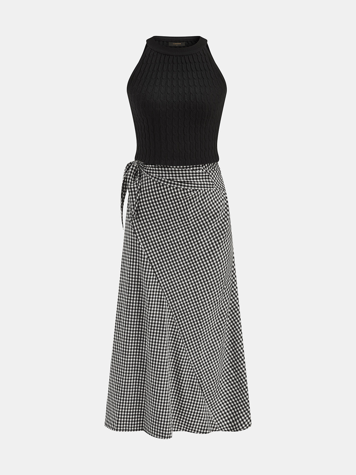 Cable Knit Top & Gingham Wrap Skirt Set