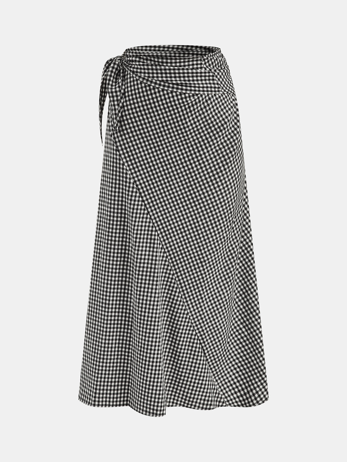 Cable Knit Top & Gingham Wrap Skirt Set