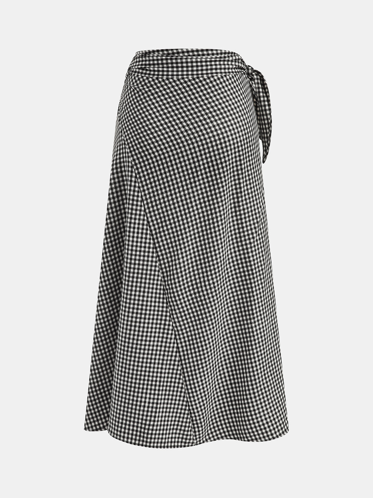 Cable Knit Top & Gingham Wrap Skirt Set