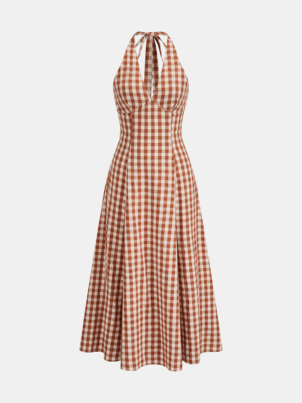 Gingham Halter Cotton Swing Dress