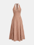 Gingham Halter Cotton Swing Dress