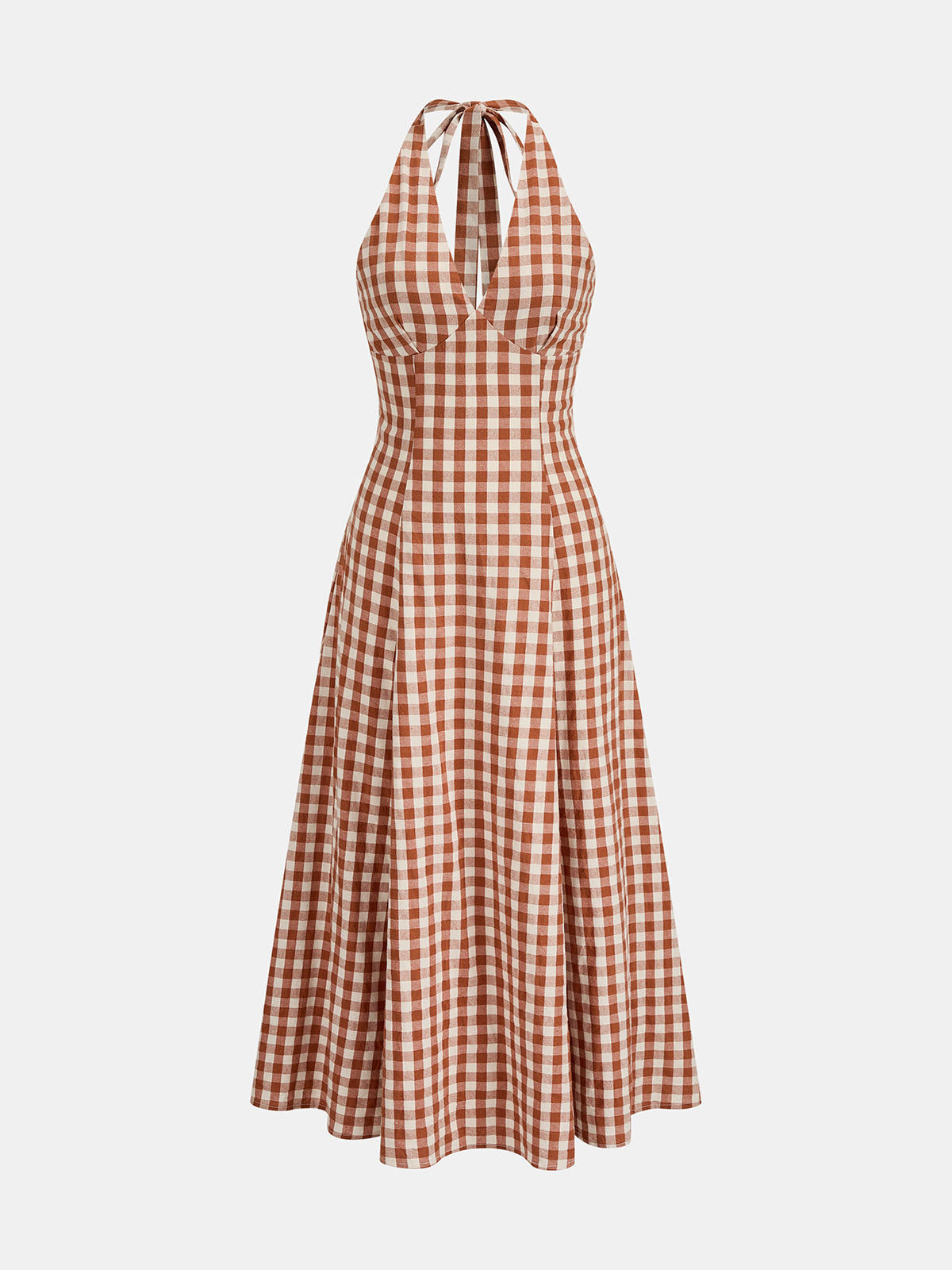 Gingham Halter Cotton Swing Dress