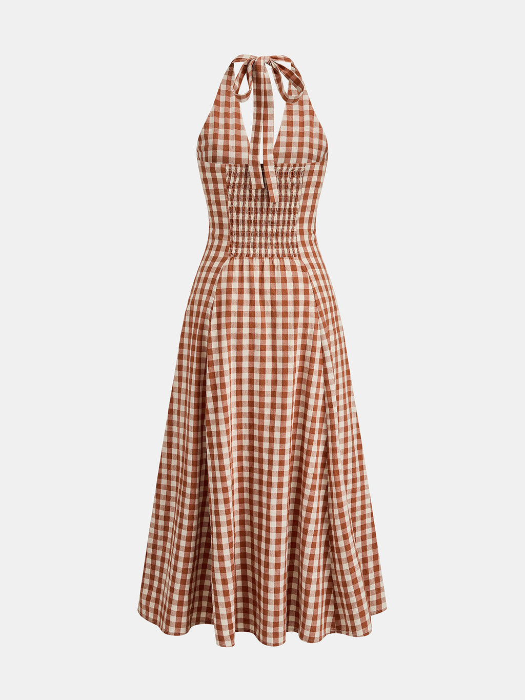 Gingham Halter Cotton Swing Dress