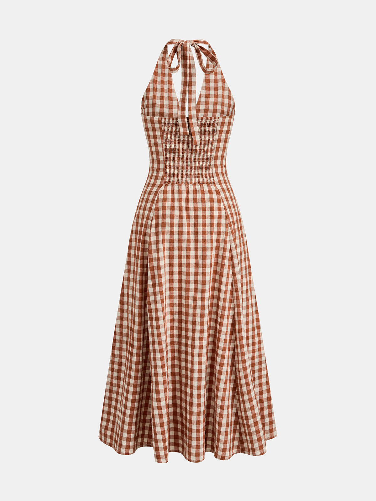 Gingham Halter Cotton Swing Dress
