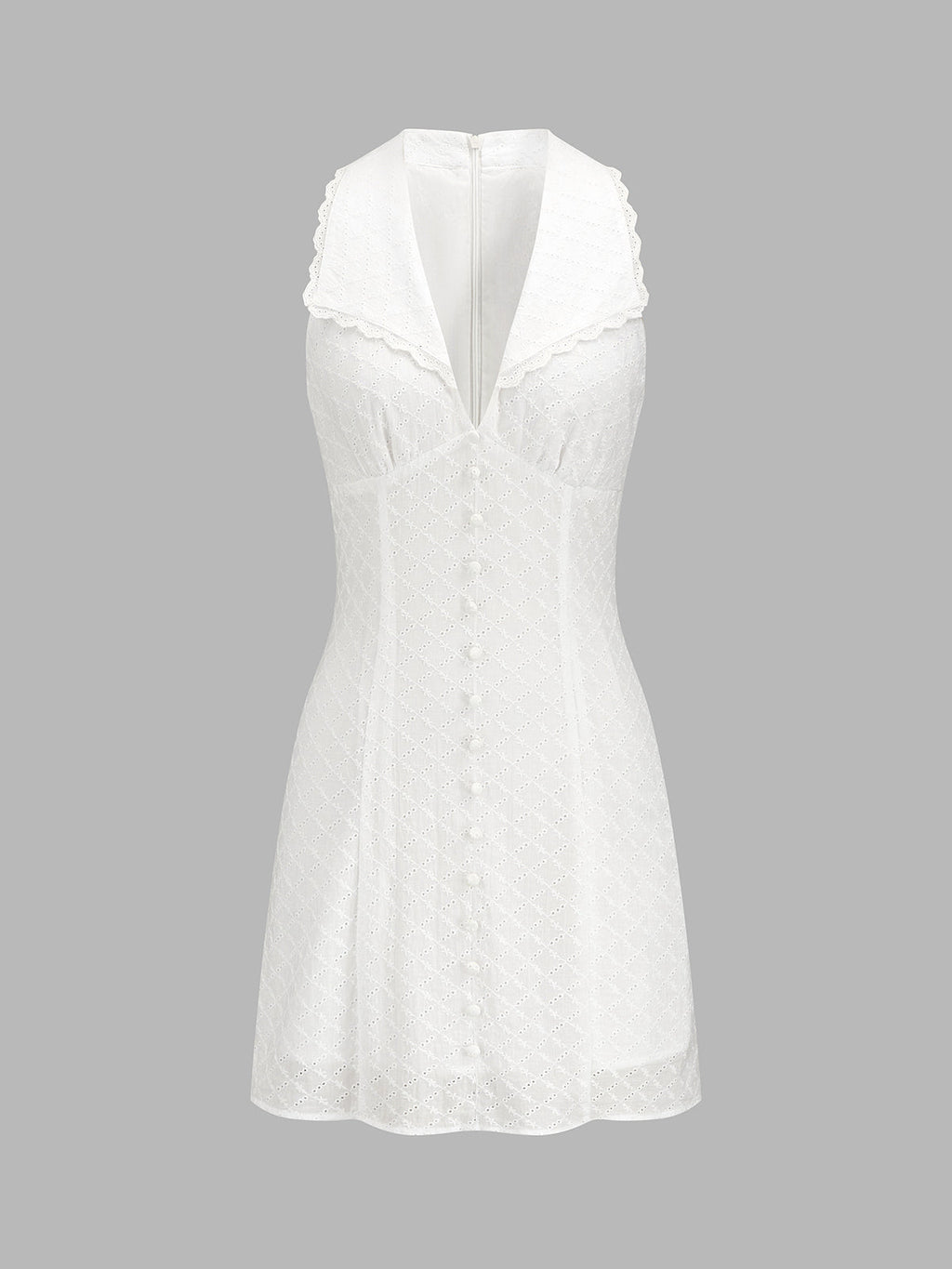 Lace Lapel Sleeveless Mini Dress
