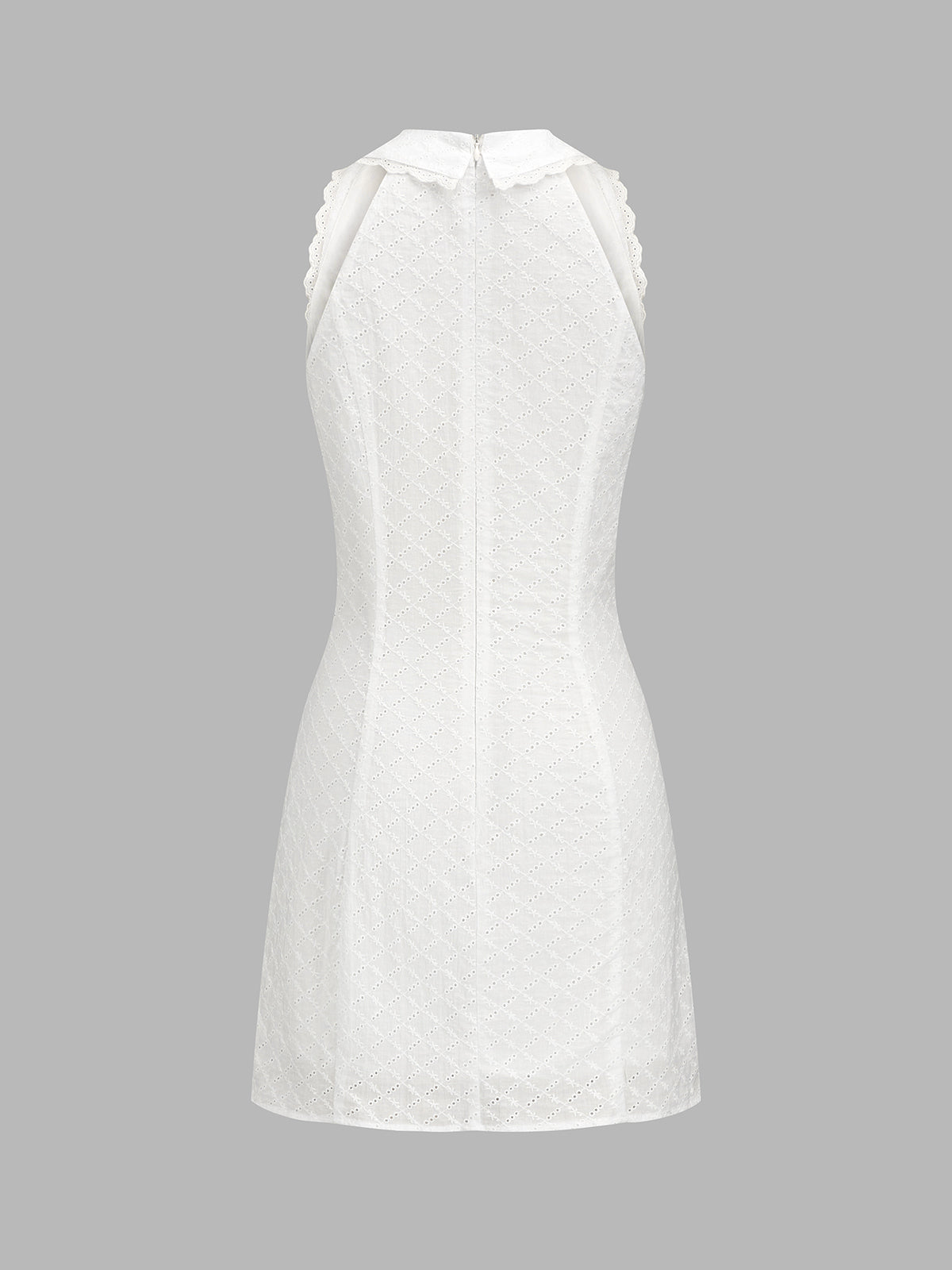 Lace Lapel Sleeveless Mini Dress