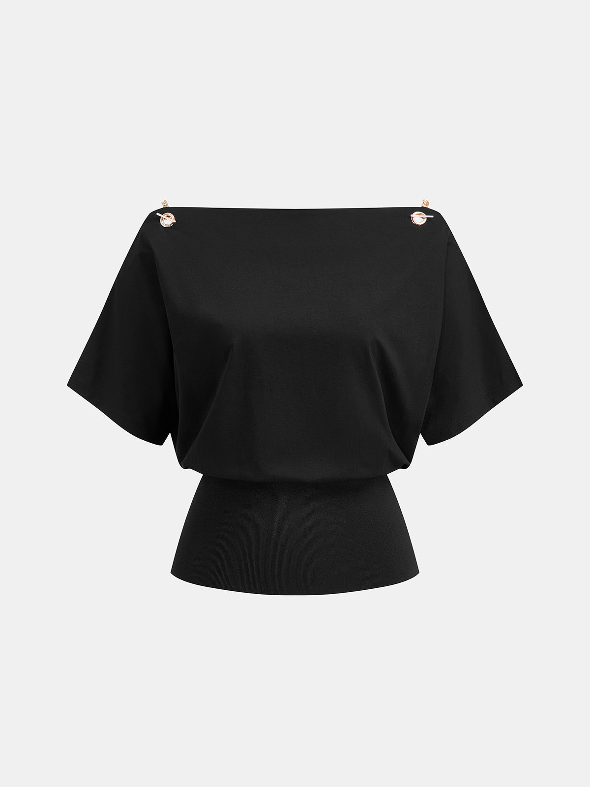 Chain Detail Off Shoulder Short Sleeve Top