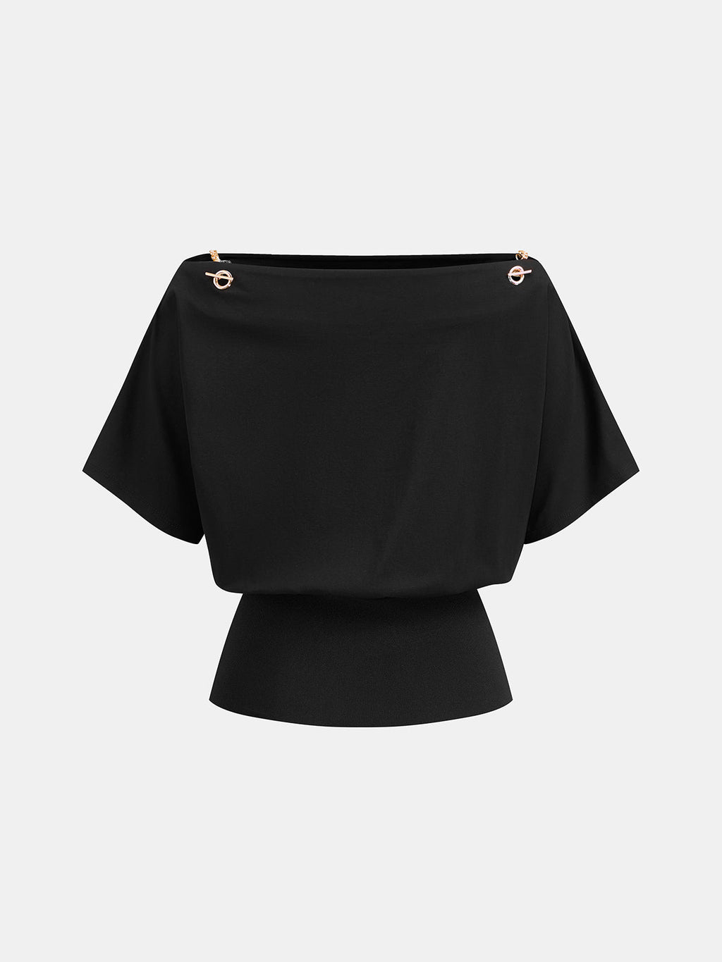 Chain Detail Off Shoulder Short Sleeve Top