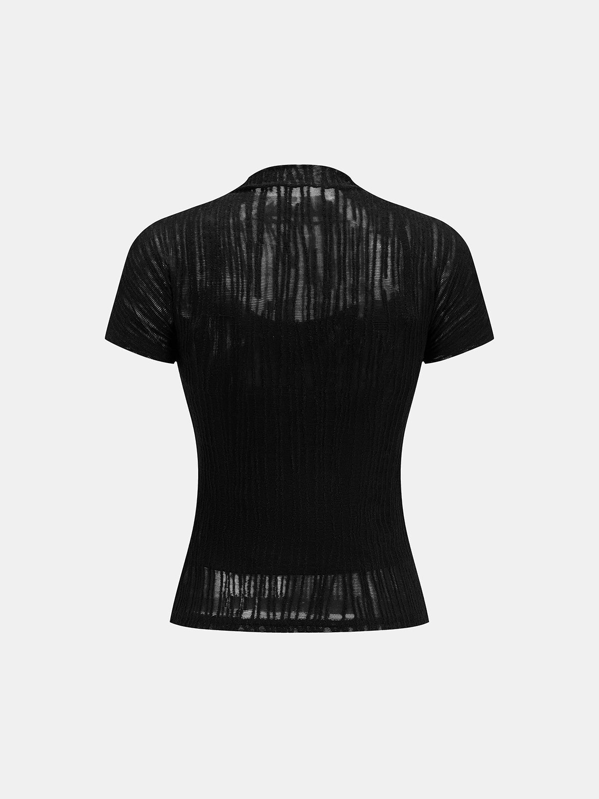 Sheer Mock Neck Top & Cami Top Two Piece Set