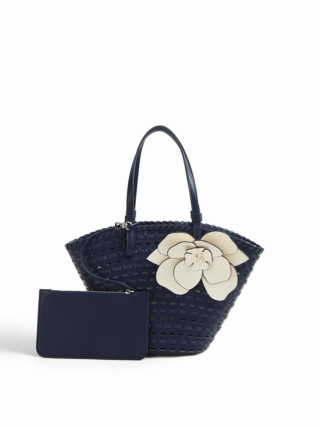 Woven Flower Decor Shoulder Tote