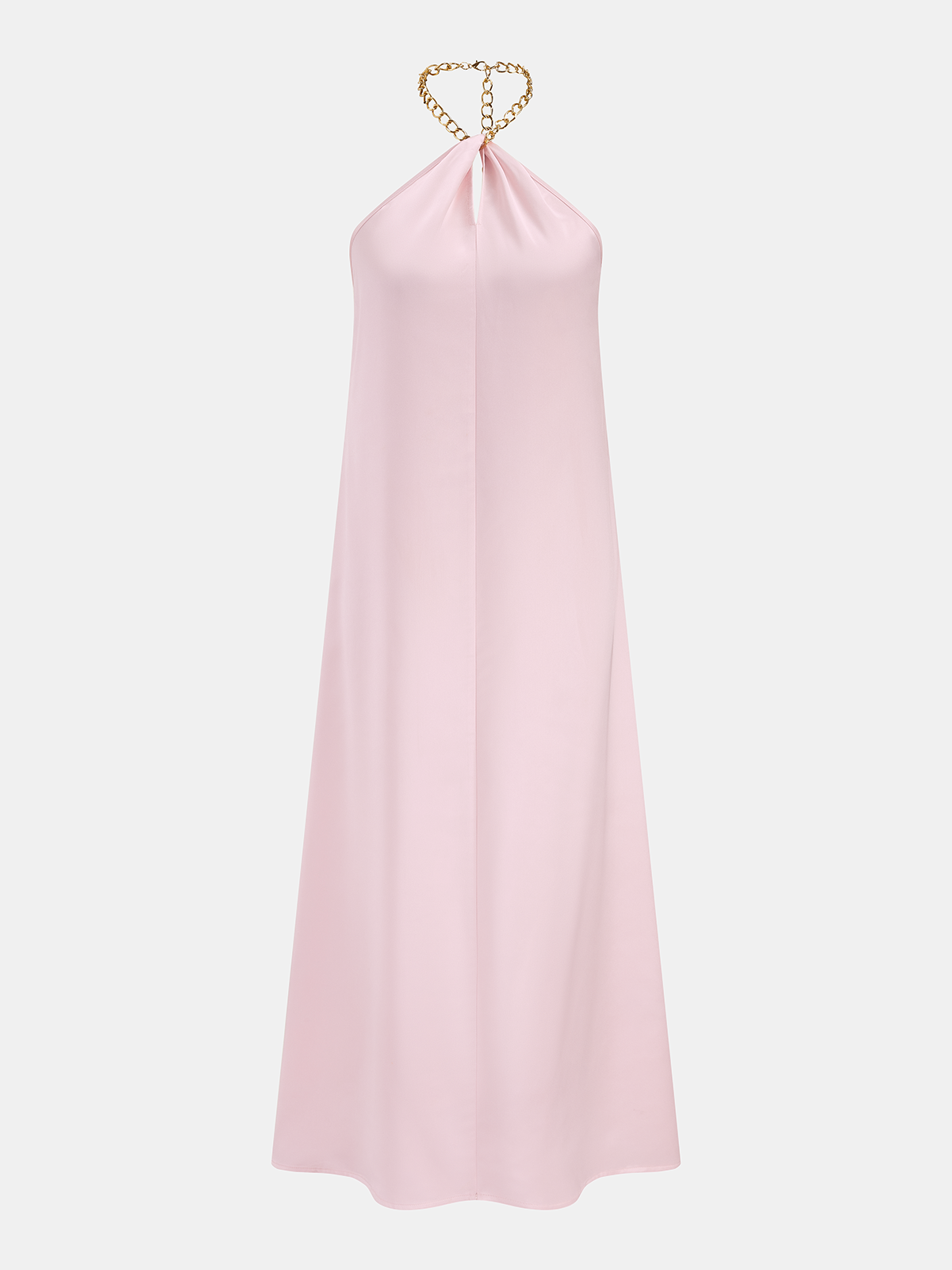 Chain Halter Satin Maxi Dress