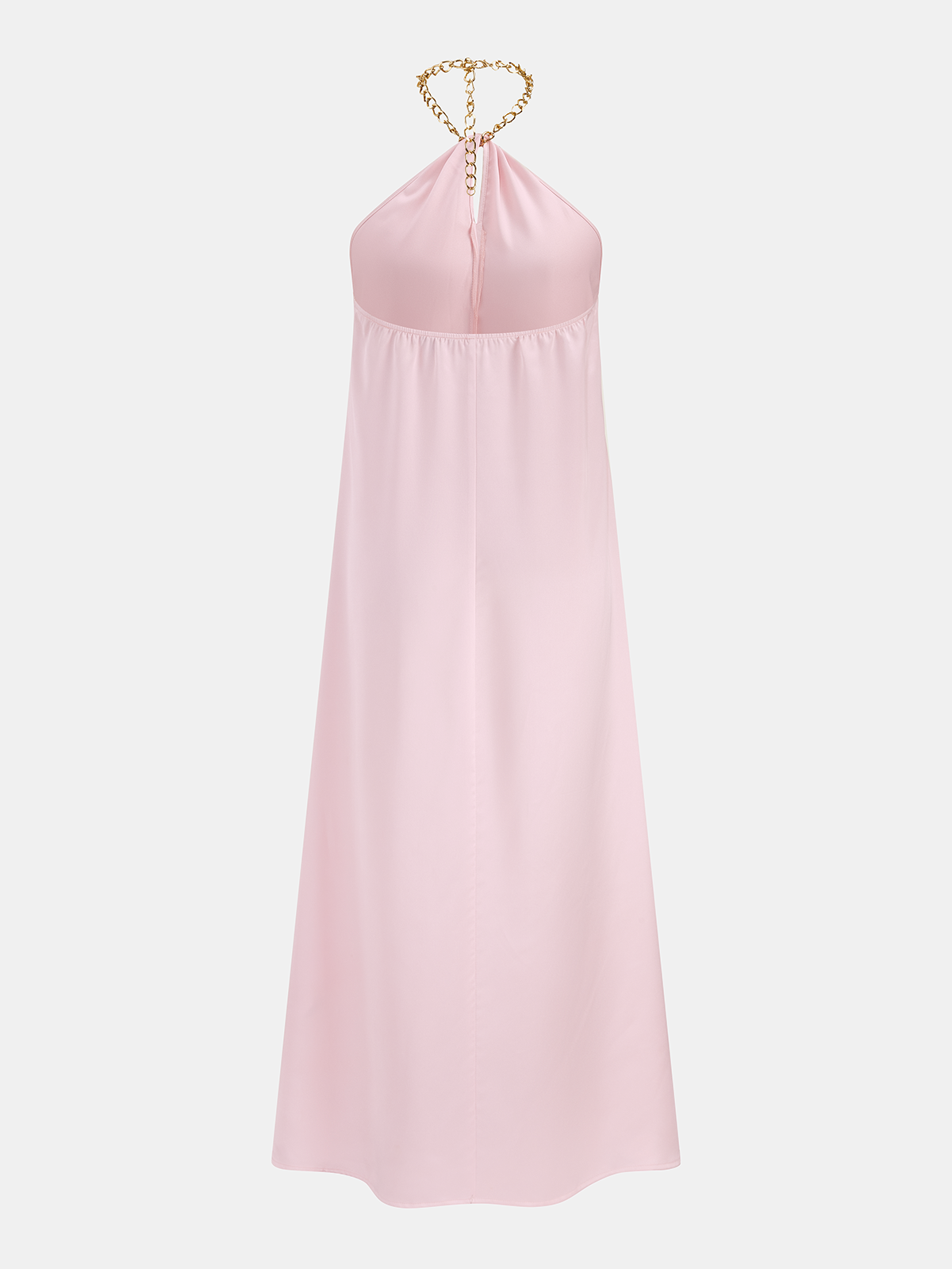 Chain Halter Satin Maxi Dress