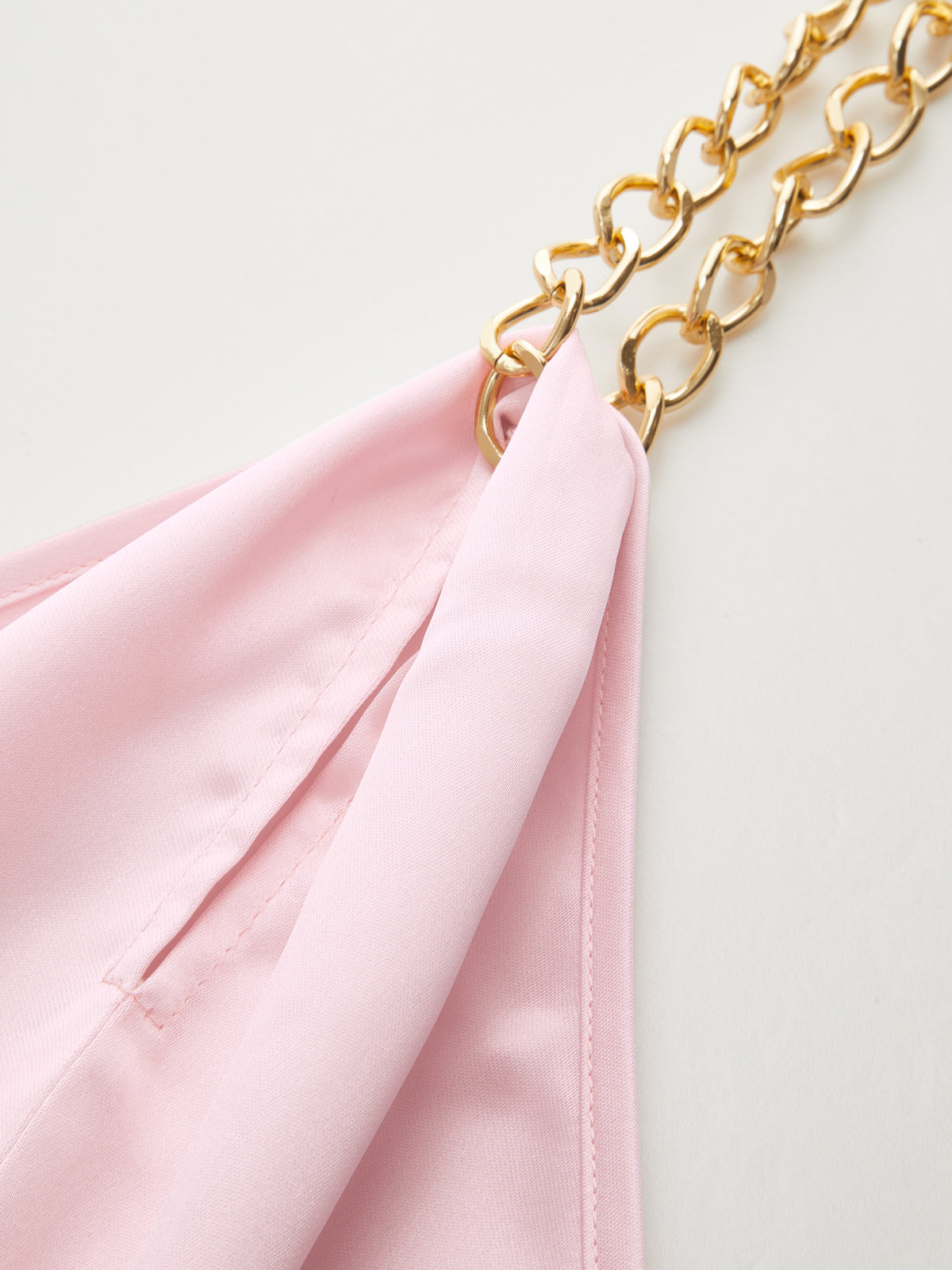Chain Halter Satin Maxi Dress
