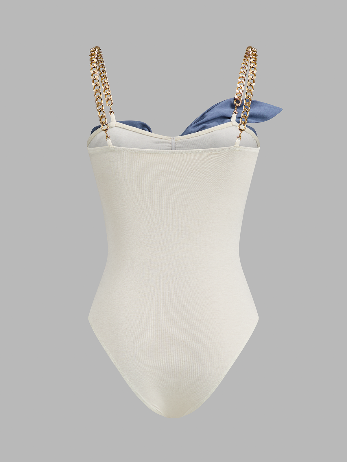 Chain Strap Contrast Bow Bodysuit