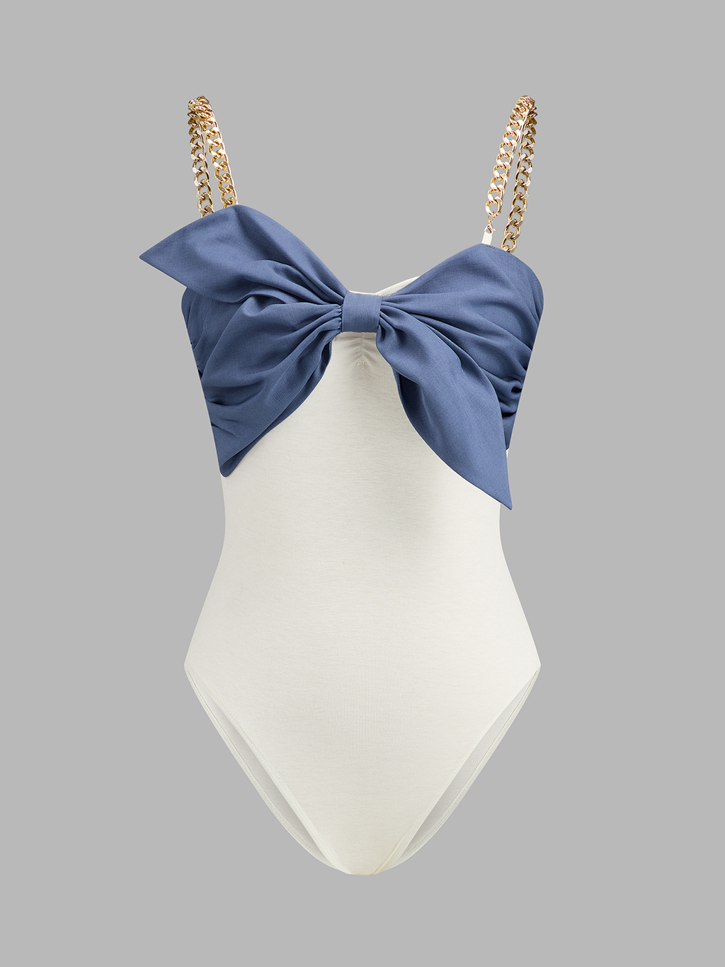 Chain Strap Contrast Bow Bodysuit