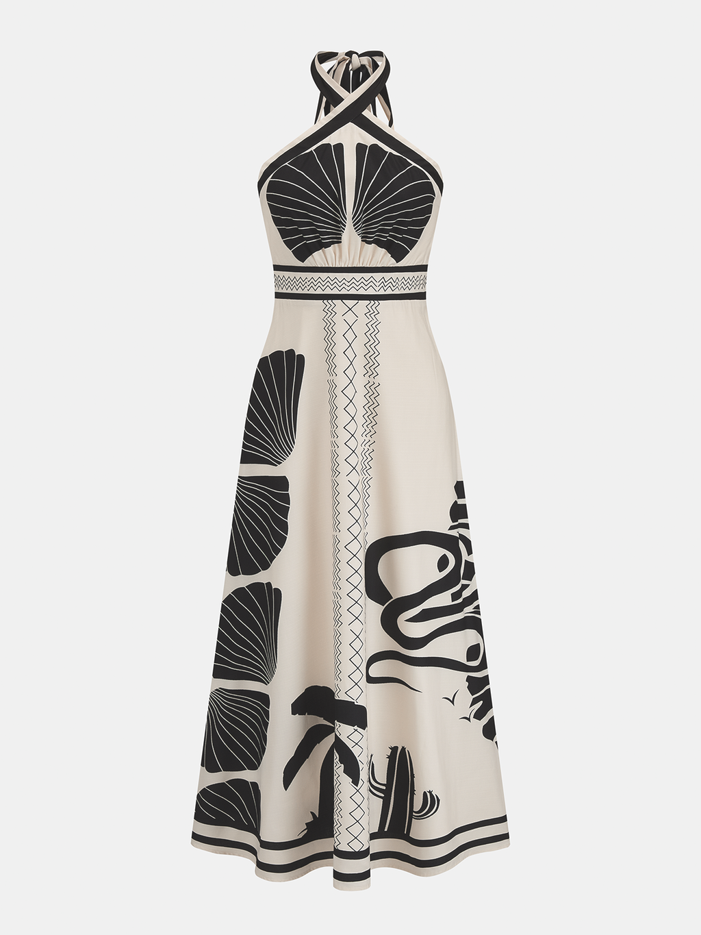 Tropical Print Halter Neck Maxi Dress