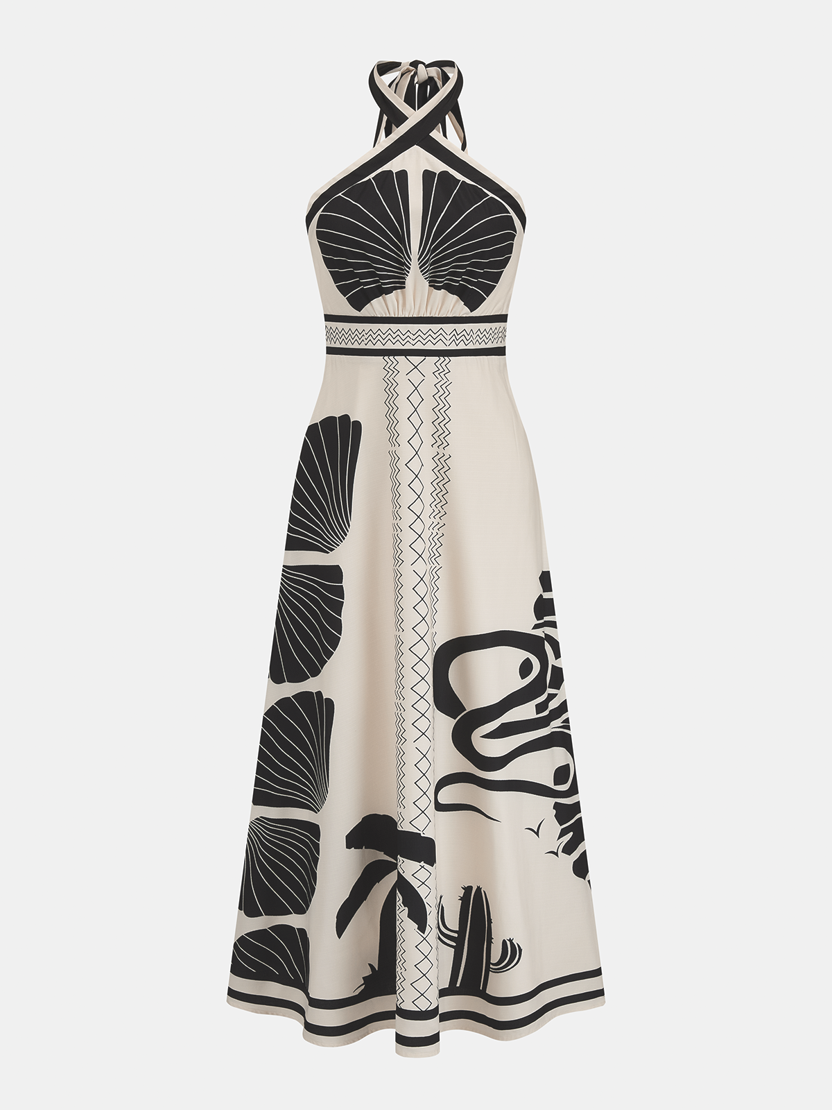 Tropical Print Halter Neck Maxi Dress