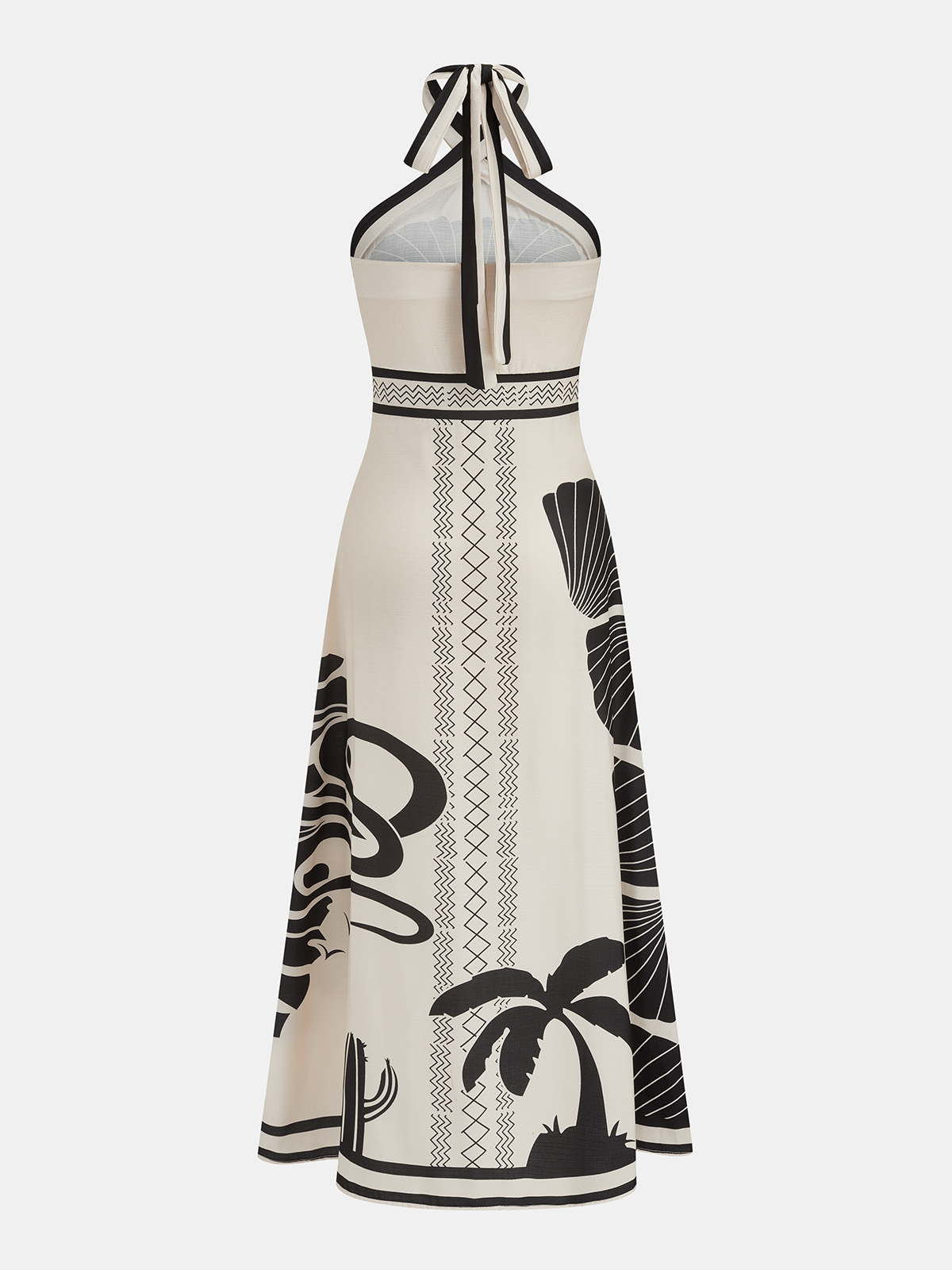 Tropical Print Halter Neck Maxi Dress