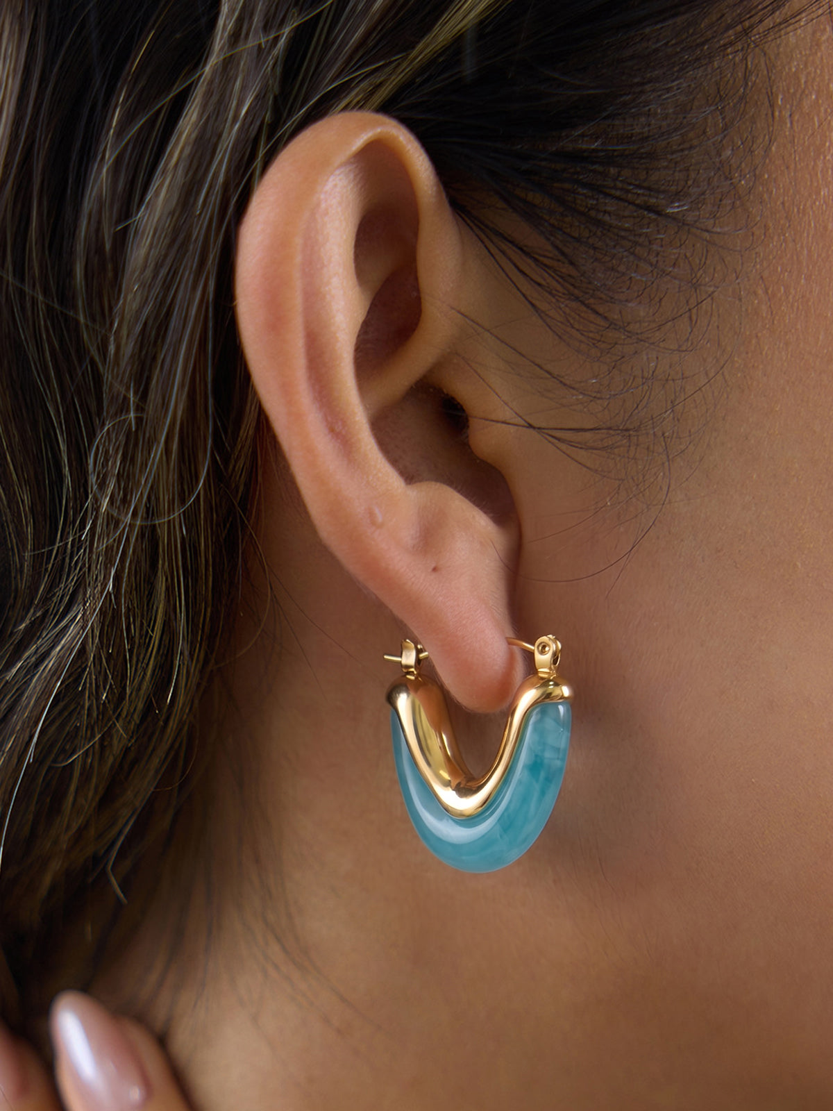 Chunky U Shaped Hoop Earrings