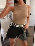 Wave Trim Mid Waist Casual Shorts