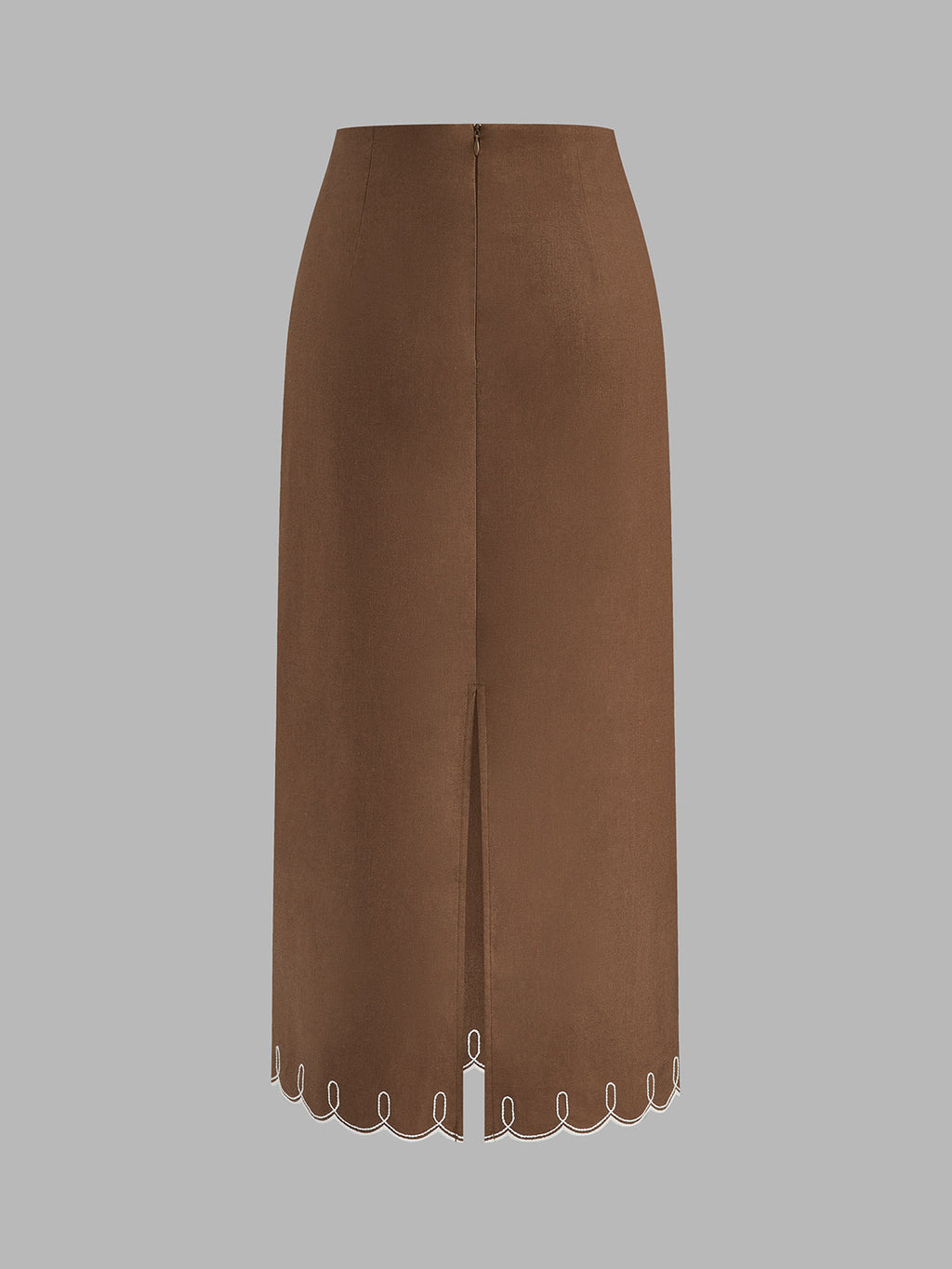 Contrast Stitch Linen Blend Two Piece Skirt Set