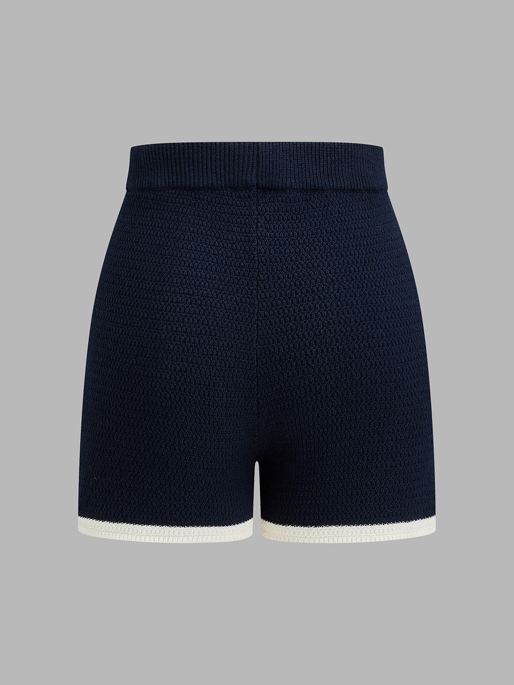 Contrast Trim Knit Two Piece Shorts Set
