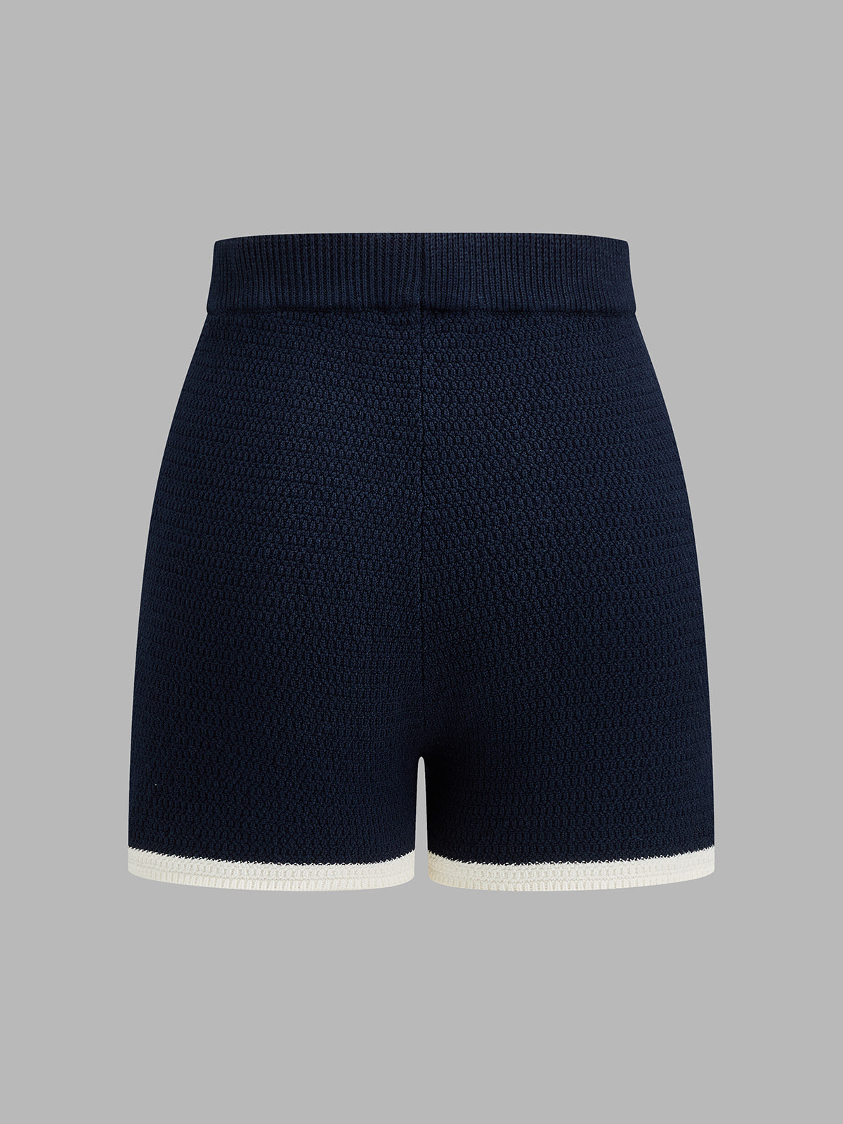 Contrast Trim Knit Two Piece Shorts Set