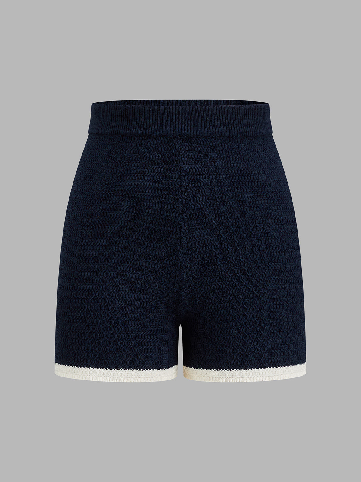Contrast Trim Knit Two Piece Shorts Set