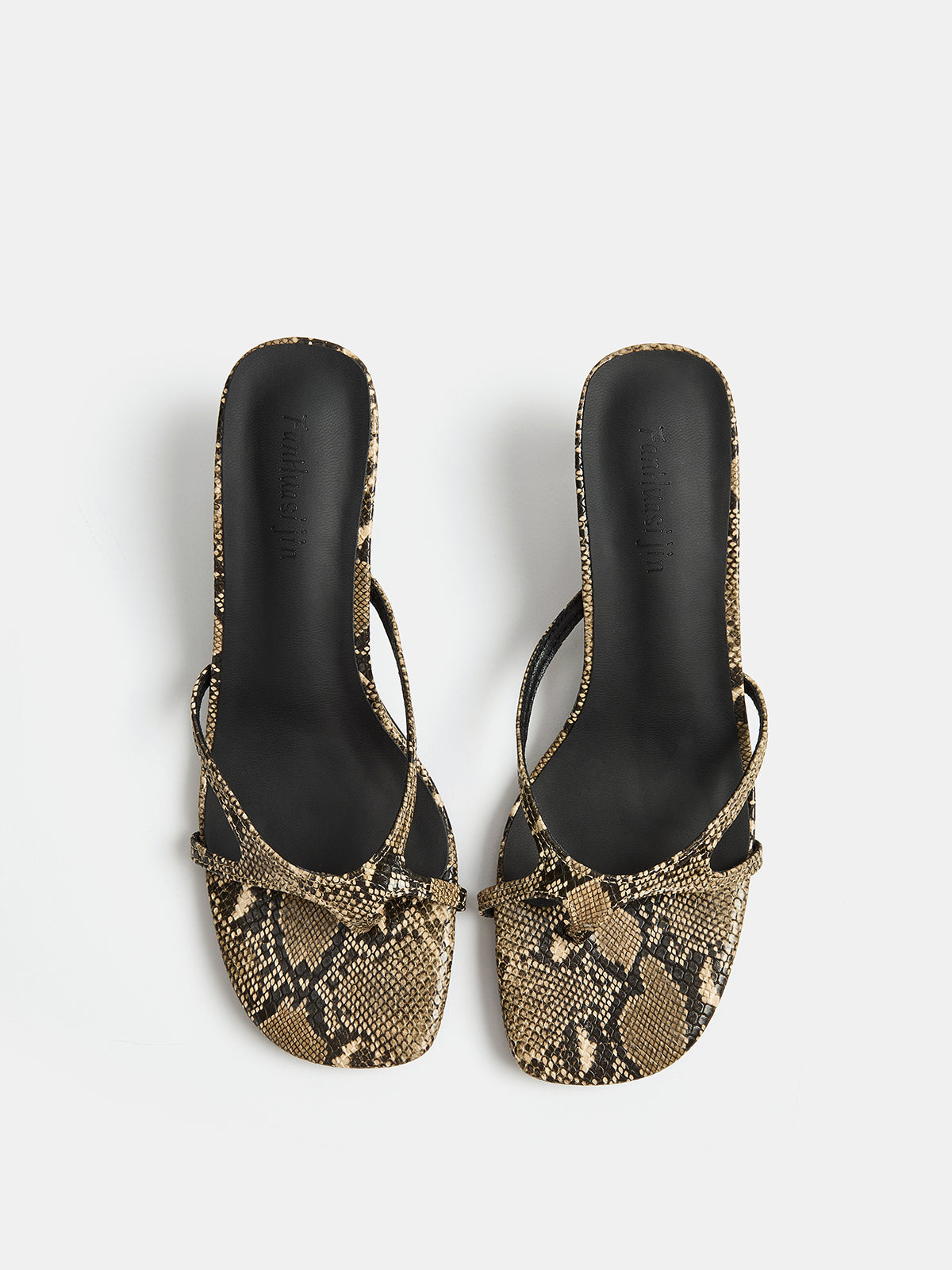 Snake Print Kitten Heel Mule Sandals