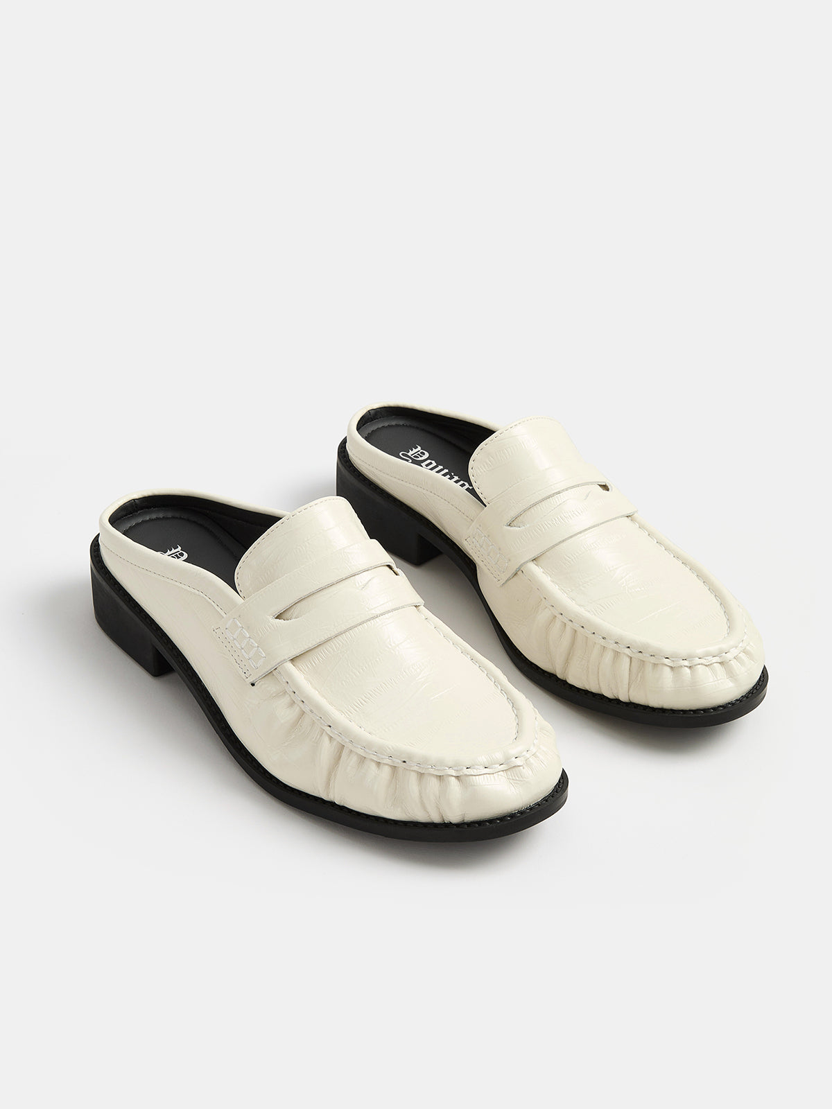Ruched Toe Block Heel Loafer Mules