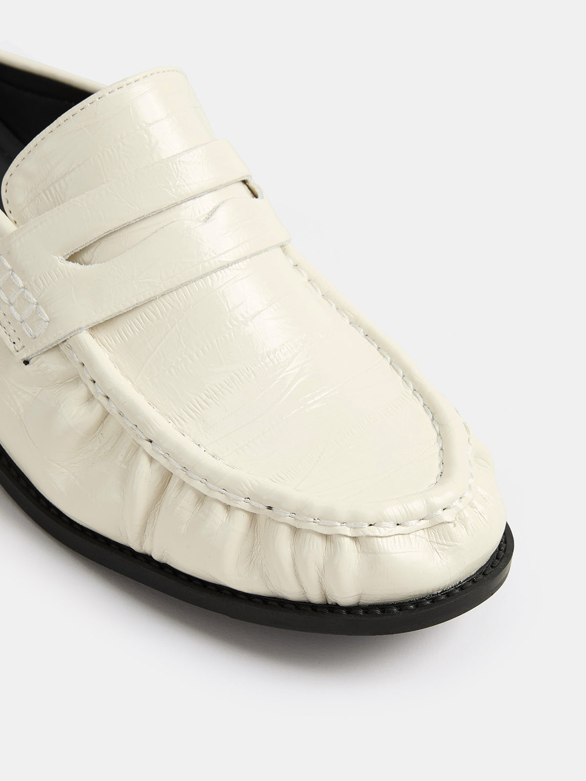 Ruched Toe Block Heel Loafer Mules