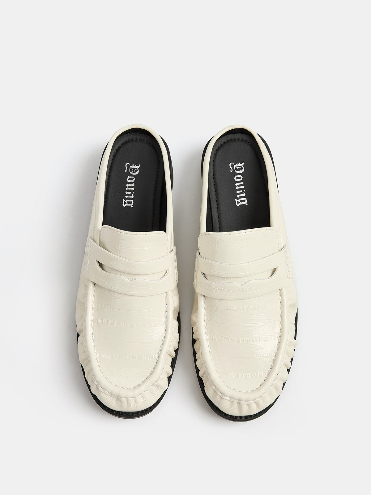 Ruched Toe Block Heel Loafer Mules