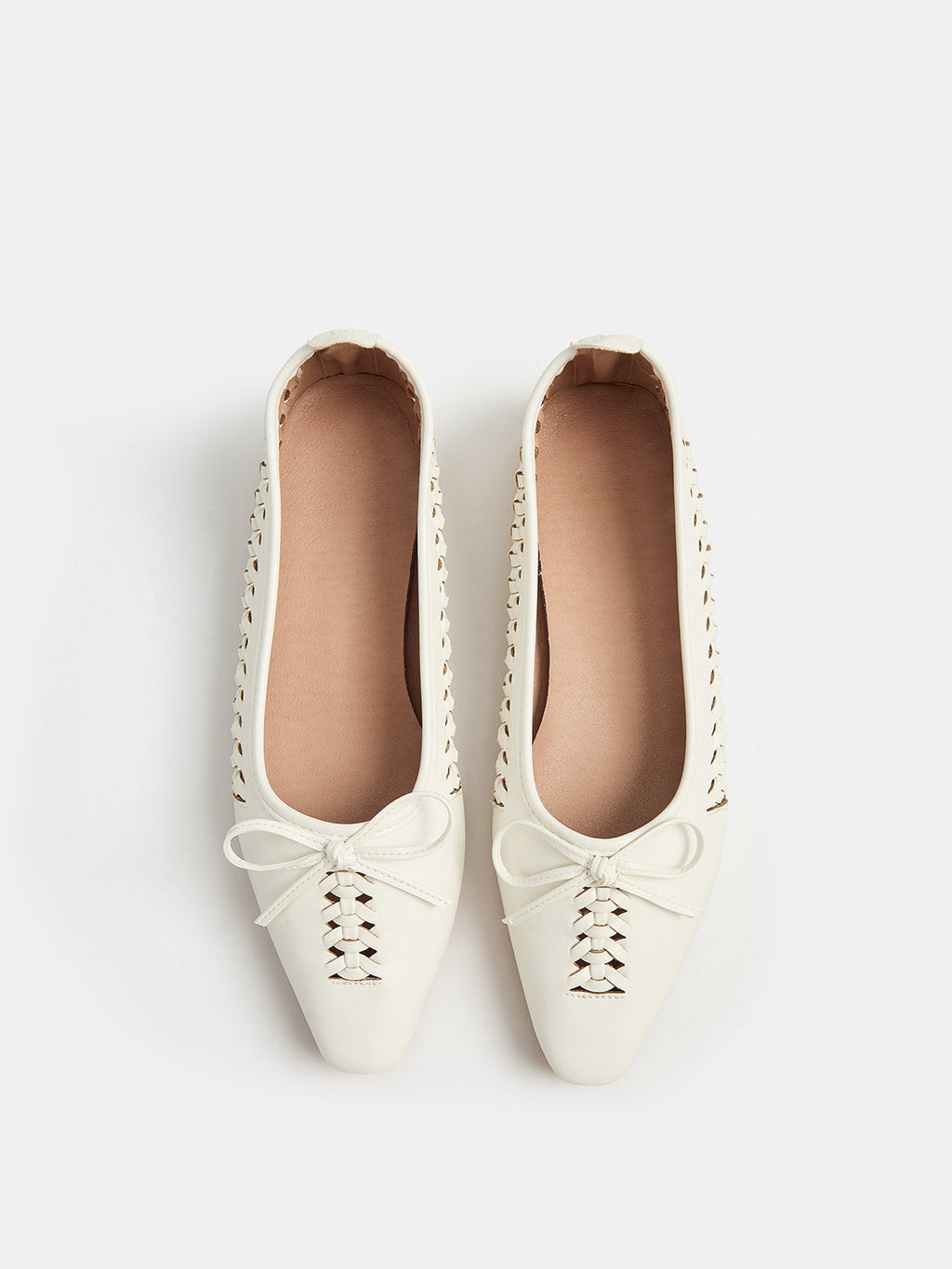 Bow Woven Pointed Toe Flat Shoes