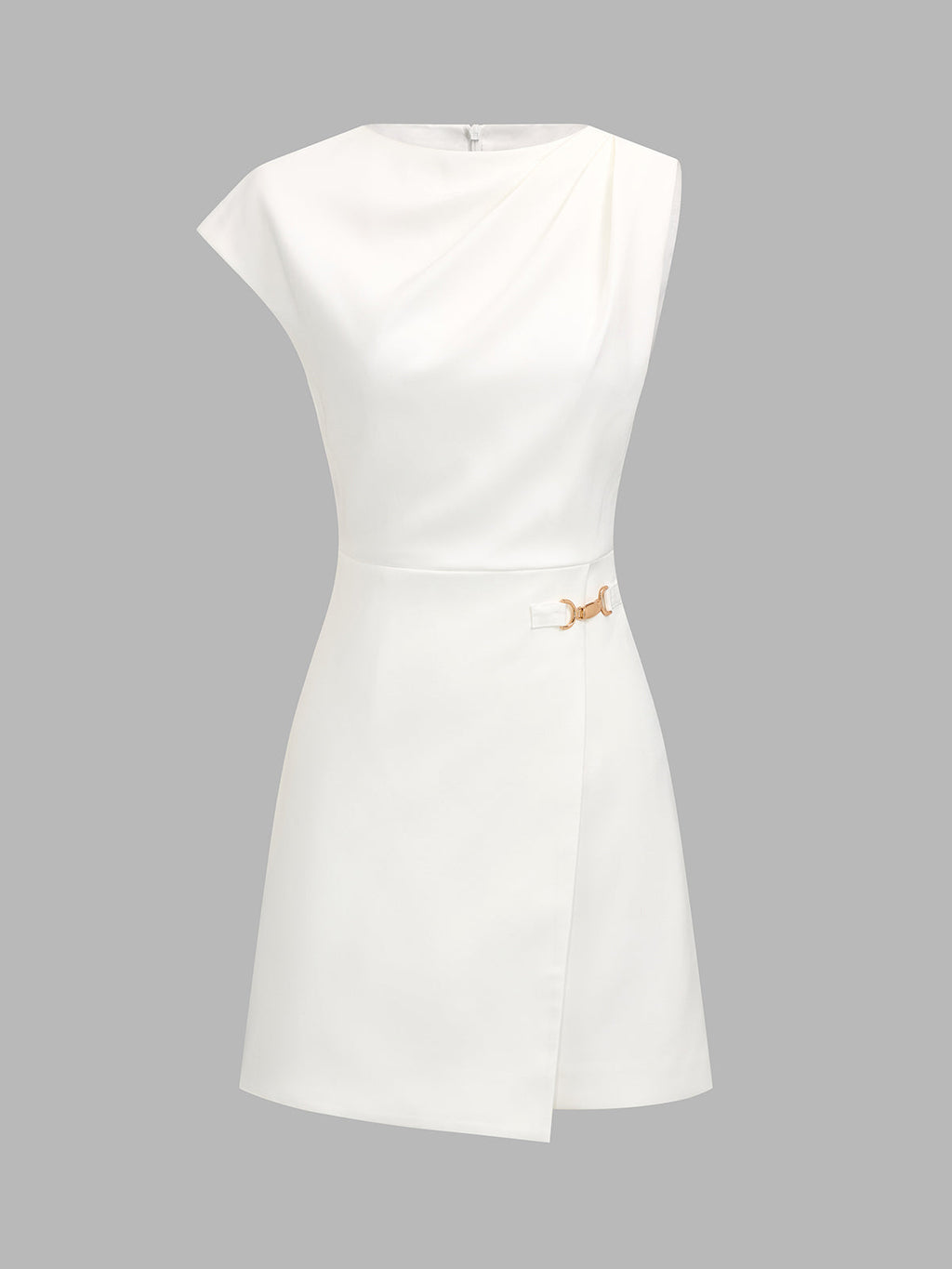 Sleeveless Buckle Detail Sheath Mini Dress
