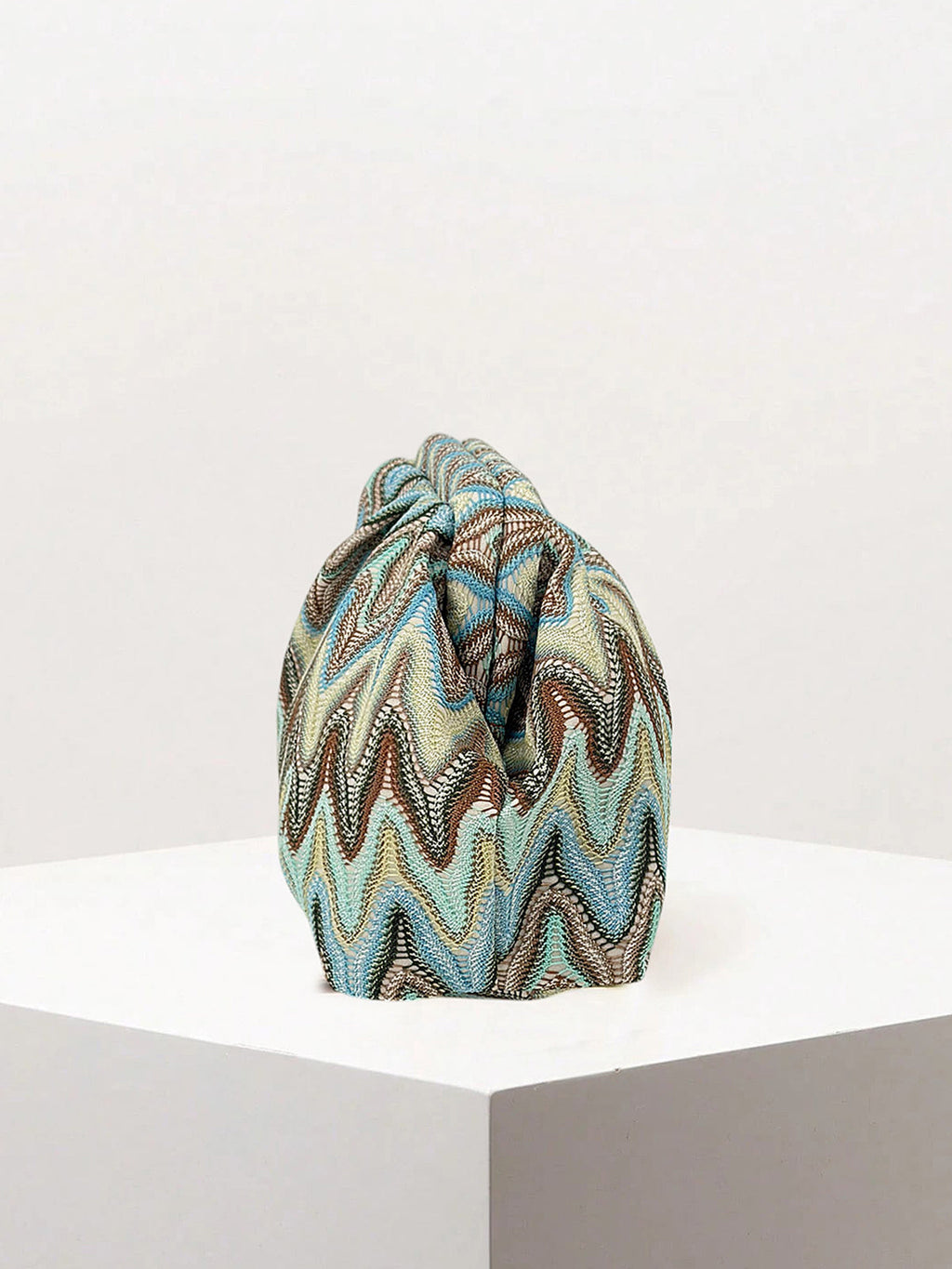 Zigzag Pattern Ruched Evening Clutch
