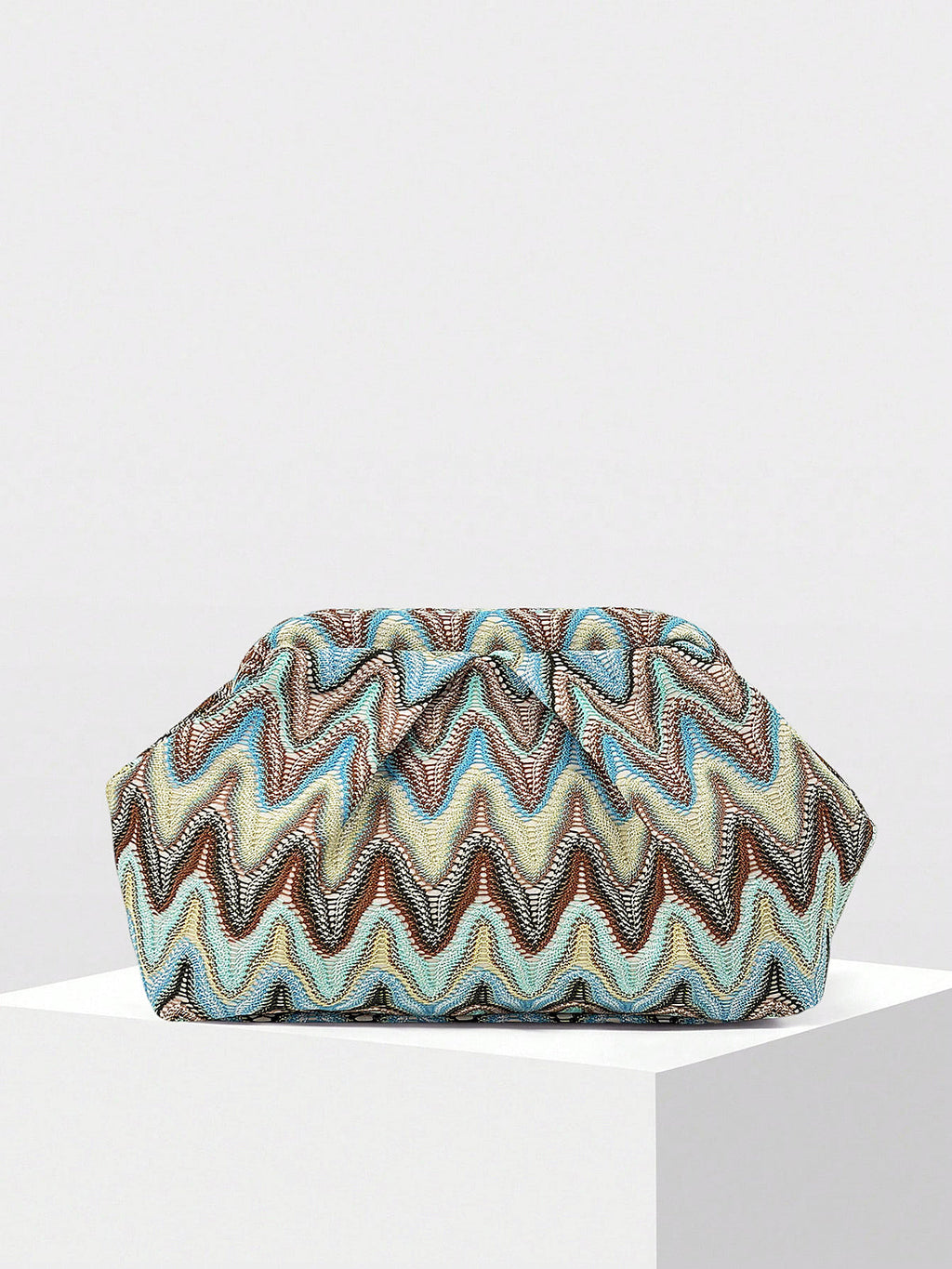 Zigzag Pattern Ruched Evening Clutch