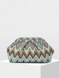 Zigzag Pattern Ruched Evening Clutch