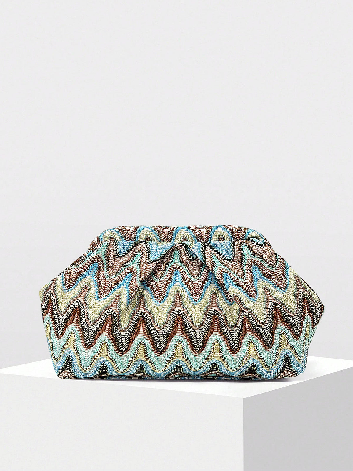 Zigzag Pattern Ruched Evening Clutch