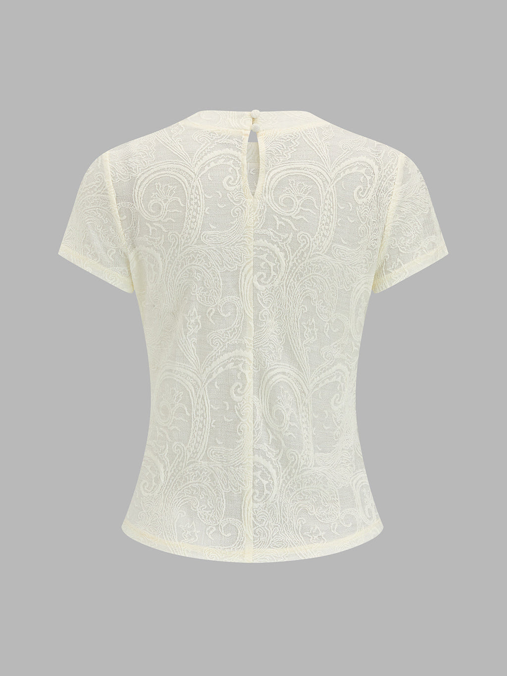 Semi-Sheer Paisley Short Sleeve Top