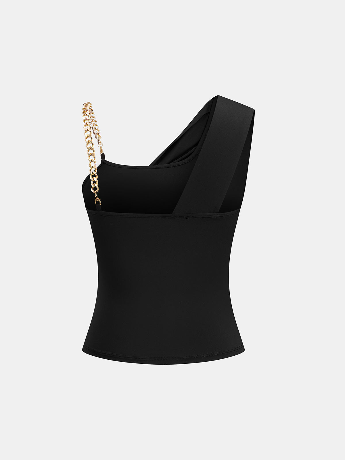 Chain Strap Draped One Shoulder Top