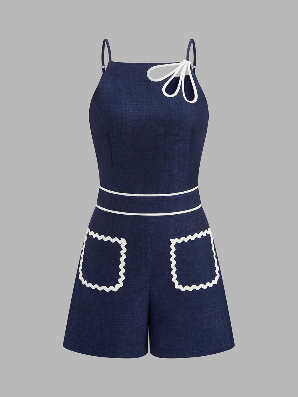 Wave Trim Cutout Cami Romper