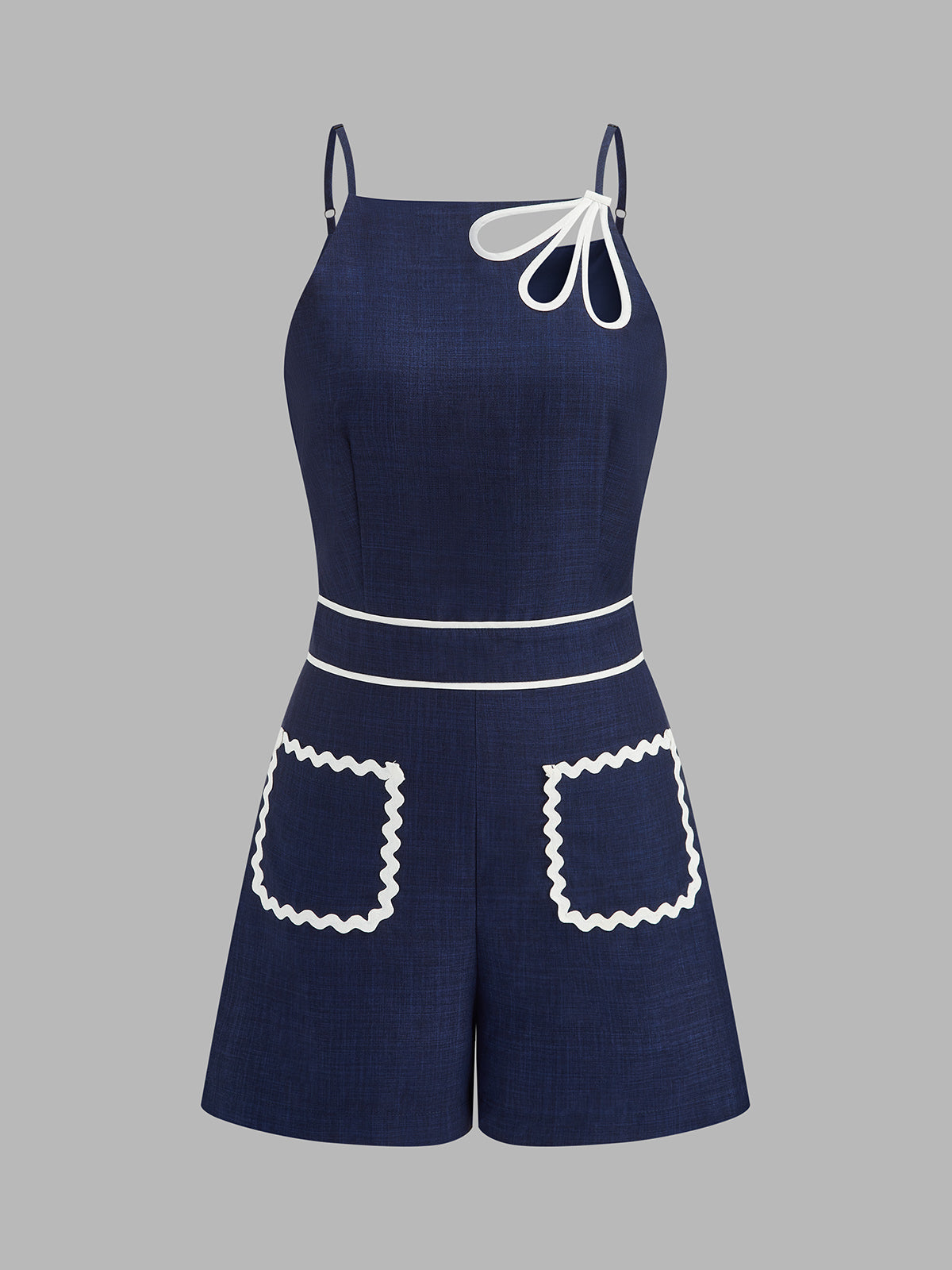 Wave Trim Cutout Cami Romper