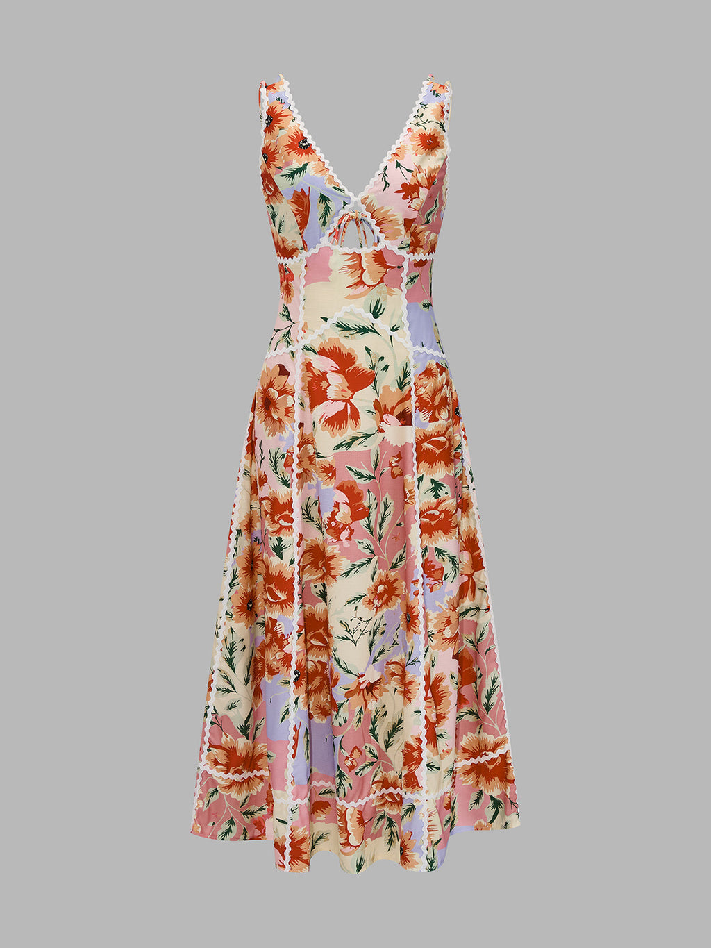 Sleeveless Floral Print Backless Maxi Dress
