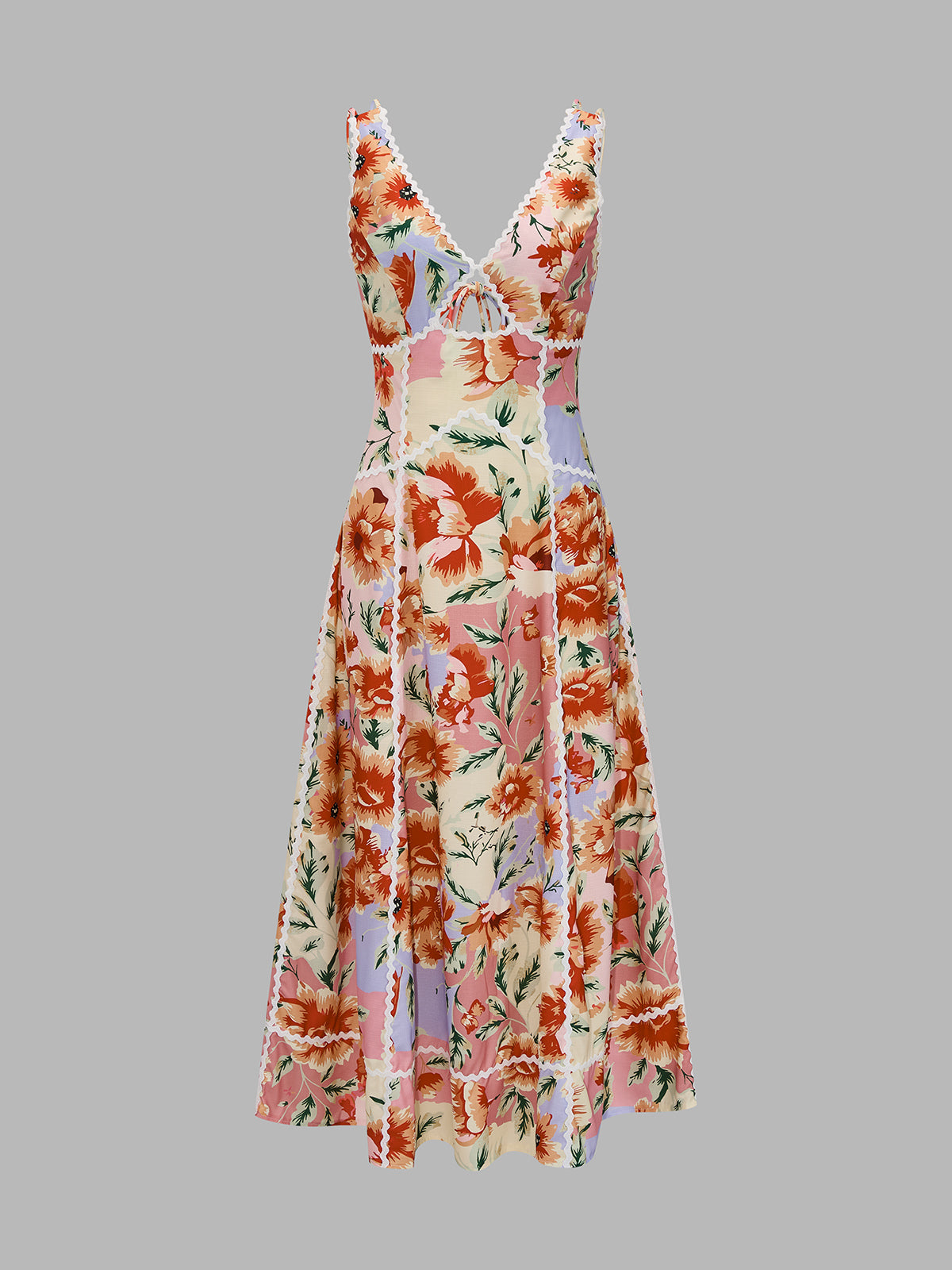 Sleeveless Floral Print Backless Maxi Dress